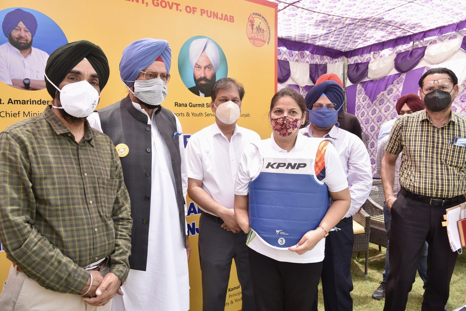 Sports Minister Rana Sodhi disburses training equipments worth Rs.95 lakh to 24 eminent national and international players