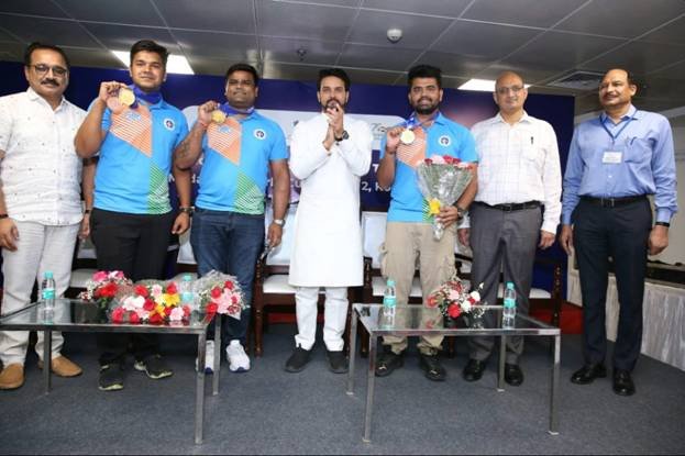 Anurag Thakur felicitates Boxing World championship and Archery World Cup teams; urges the athletesto win more medals for India in Olympics 2024