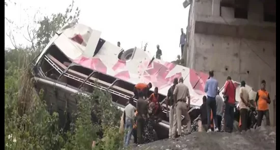 Bus carrying pilgrims from Amritsar to Katra falls off bridge