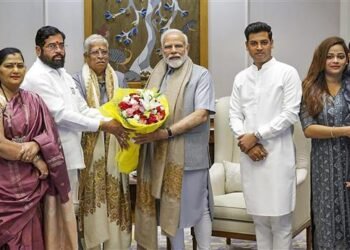 Maharashtra CM Shinde, family meet PM Modi