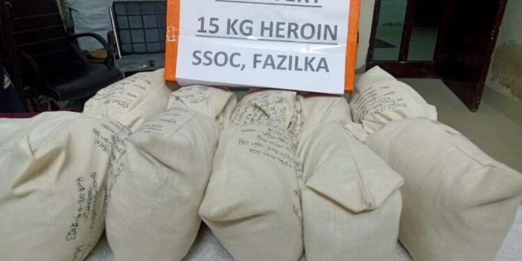 PUNJAB POLICE RECOVER 15KG HEROIN FROM TRACTOR-TROLLEY LOADED WITH WHEAT STRAW; ONE HELD