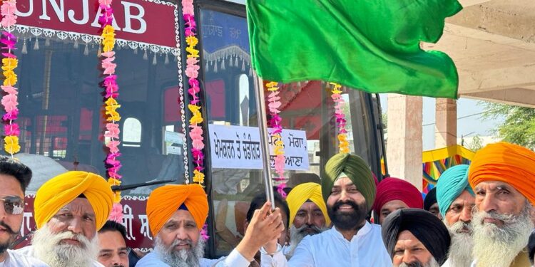 transport Minister Laljit Singh Bhullar flags off first-of-its-kind two direct buses from Khemkaran to Chandigarh and Tarn Taran to Sri Muktsar Sahib