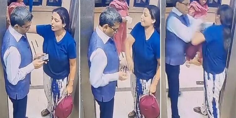 On camera, retired IAS officer slaps woman as they fight over pet dog in a lift in Noida