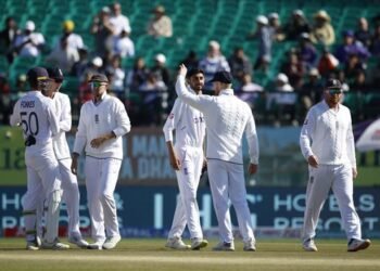 India’s first innings concludes at 477 runs in Dharamsala, with Jimmy Anderson achieving his 700th Test wicket.