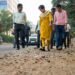 Chief Minister Atishi and ministers conduct a road inspection in Delhi.