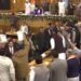 Disruption in the Jammu and Kashmir Assembly regarding the resolution on special status.