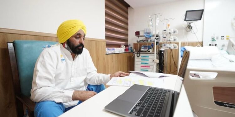 Punjab Chief Minister Bhagwant Mann participated in a Cabinet meeting while hospitalized.