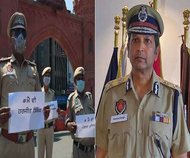 मैं भी हरजीत …  बैज लगाकर पंजाब पुलिस का सब इंस्पैक्टर को सैल्यूट, डीजीपी पंजाब दिनकर गुप्ता ने भी लगाया मैं भी हरजीत  का बैज