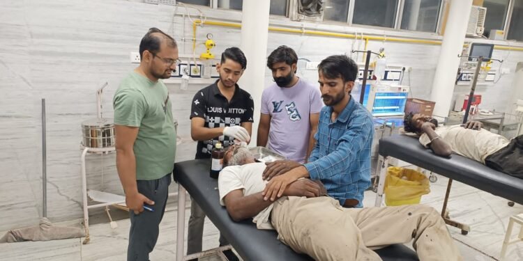 ट्रैक्टर की टक्कर से ट्रैक्टर ट्राली पलटी दो घायल