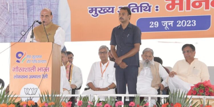 अंबाला रैली में राजनाथ सिंह बोले – जरूरत पड़ी तो सीमा के उस पार जाकर भी दुश्मन को मारेंगे