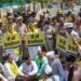 आम आदमी पार्टी के हरियाणा मंडल ने अरविंद केजरीवाल की हिरासत के विरोध में प्रदर्शन किया.