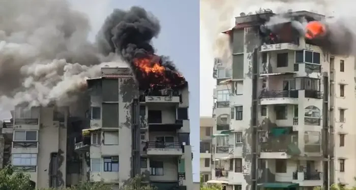 दिल्ली के द्वारका में एक भवन में भीषण आग लग गई, जिसमें एक पिता और उसके दो बच्चों की मृत्यु हो गई।