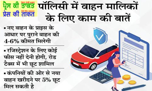 व्हीकल स्क्रैपेज पॉलिसी- पुराने वाहन को स्क्रैप कर नया खरीदने पर रजिस्ट्रेशन फीस नहीं देनी होगी, रोड़ टैक्स में 25 प्रतिशत की मिलेगी छूट