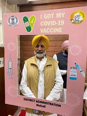 Health Minister Balbir Singh Sidhu gets jab of Covid vaccine  Principal Secretay Health,  Hussan Lal takes second jab of Covid 19 vaccine