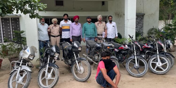 ਸੱਤ ਚੋਰੀ ਦੇ ਮੋਟਰਸਾਈਕਲਾਂ ਸਮੇਤ ਇੱਕ ਕਾਬੂ