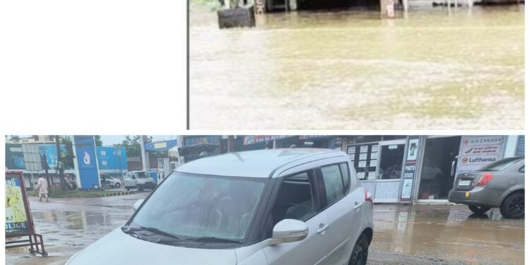 ਤੇਜ਼ ਬਾਰਿਸ਼ ਦੇ ਪਹਿਲੇ ਦਿਨ ਹੀ ਮਾਛੀਵਾੜਾ ਦੀ ਦਾਣਾ ਮੰਡੀ ਬਣੀ ਸੁਖ਼ਨਾ ਝੀਲ, ਆੜਤੀਆਂ ਦੀਆਂ ਦੁਕਾਨਾਂ ਵਿੱਚ ਵੜਿਆ ਪਾਣੀ